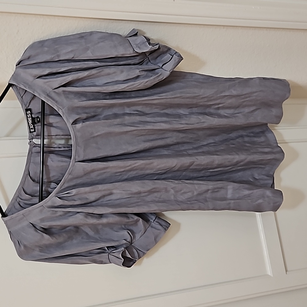 Express Silk Ruffle Short Sleeve Top